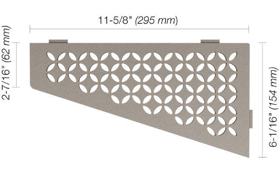 Schluter SHELF-E Étagère de coin quadrilaterale modèle Floral - aluminium gris pierre