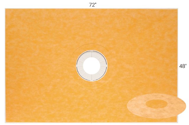 Schluter KERDI-SHOWER-T Kit de bac de douche préfabriquée en pente avec position de sortie centrée 1-1/4" x 48" x 72"