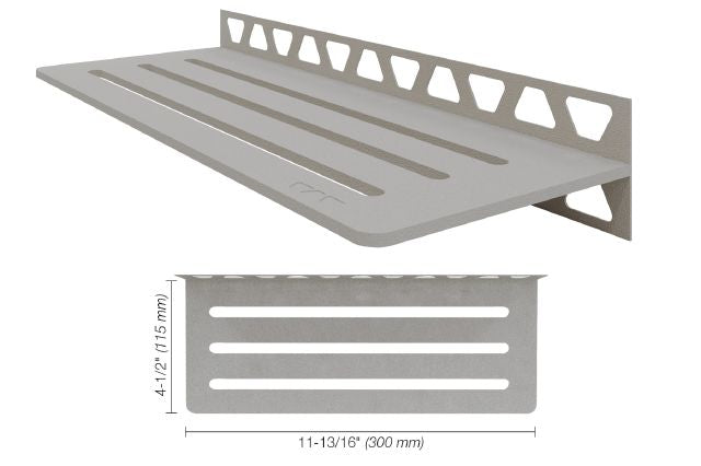 Schluter SHELF-W Étagère mural rectangulaire Wave Design - aluminium gris pierre