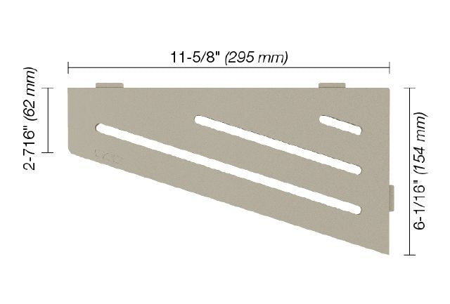 Schluter SHELF-E Étagère de coin quadrilaterale modèle Wave - aluminium grège