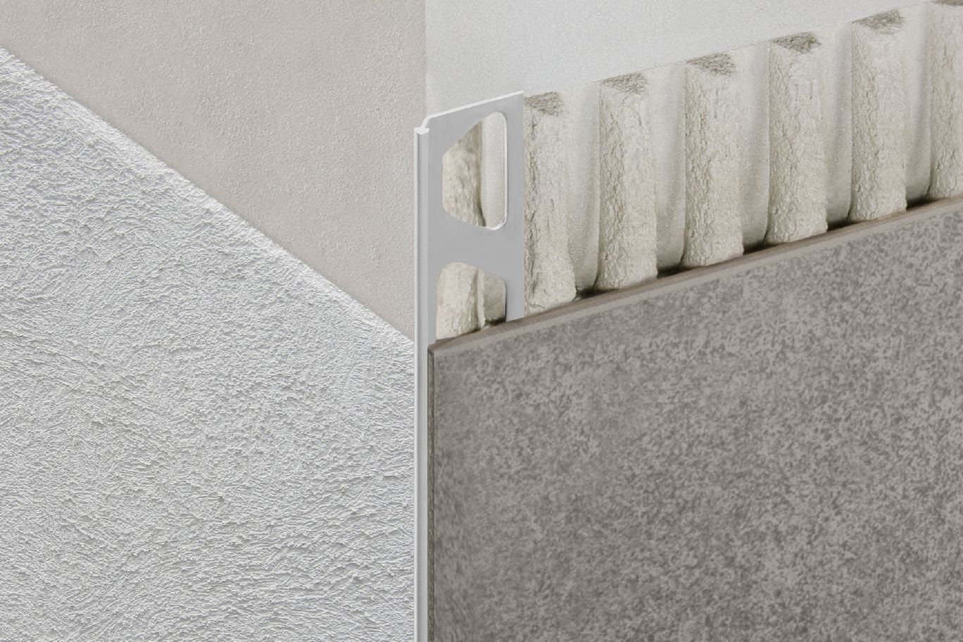Schluter RONDEC-STEP Coin intérieur 135° avec ailette verticale de 2-1/4" aluminium anodisé chrome brossé 5/16" (8 mm)