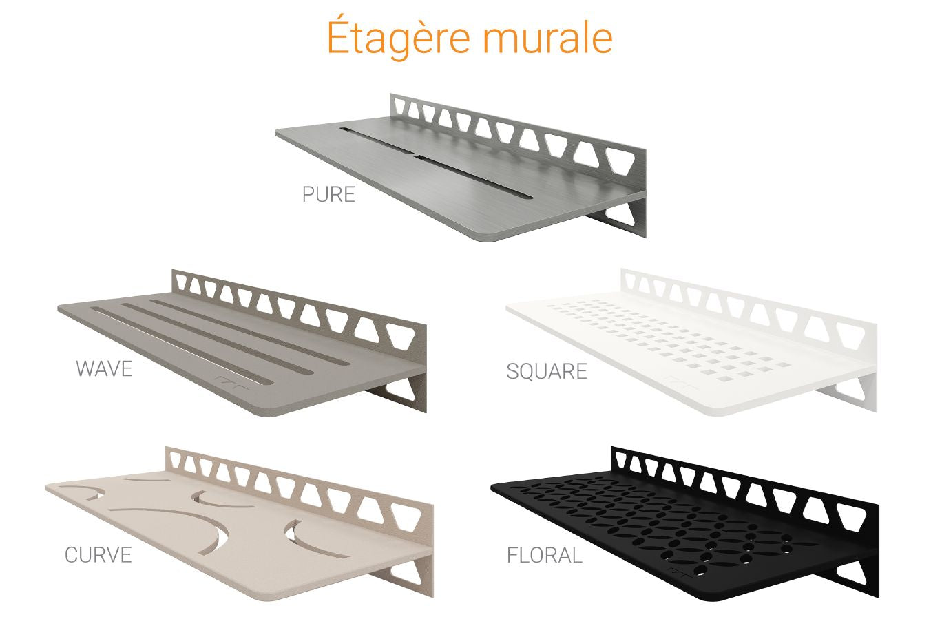 Schluter SHELF-W Étagère mural rectangulaire Square Design - aluminium grège