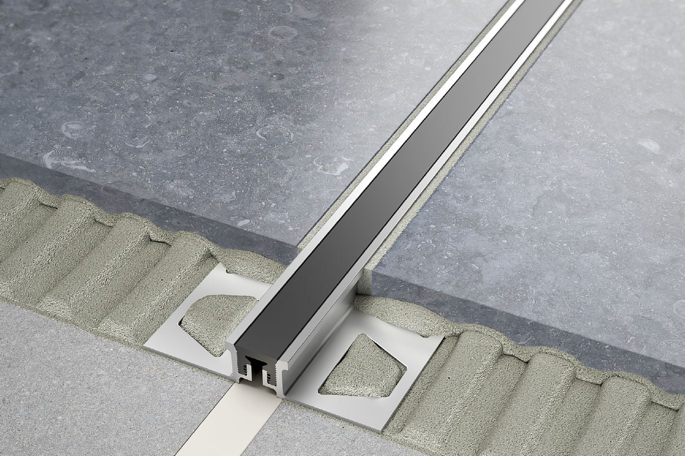 Schluter DILEX-KSN profilé joint de surface aluminium 12,5 mm, insertion gris classique, 7/16 pouce x 8 pieds 2 1/2 pouces