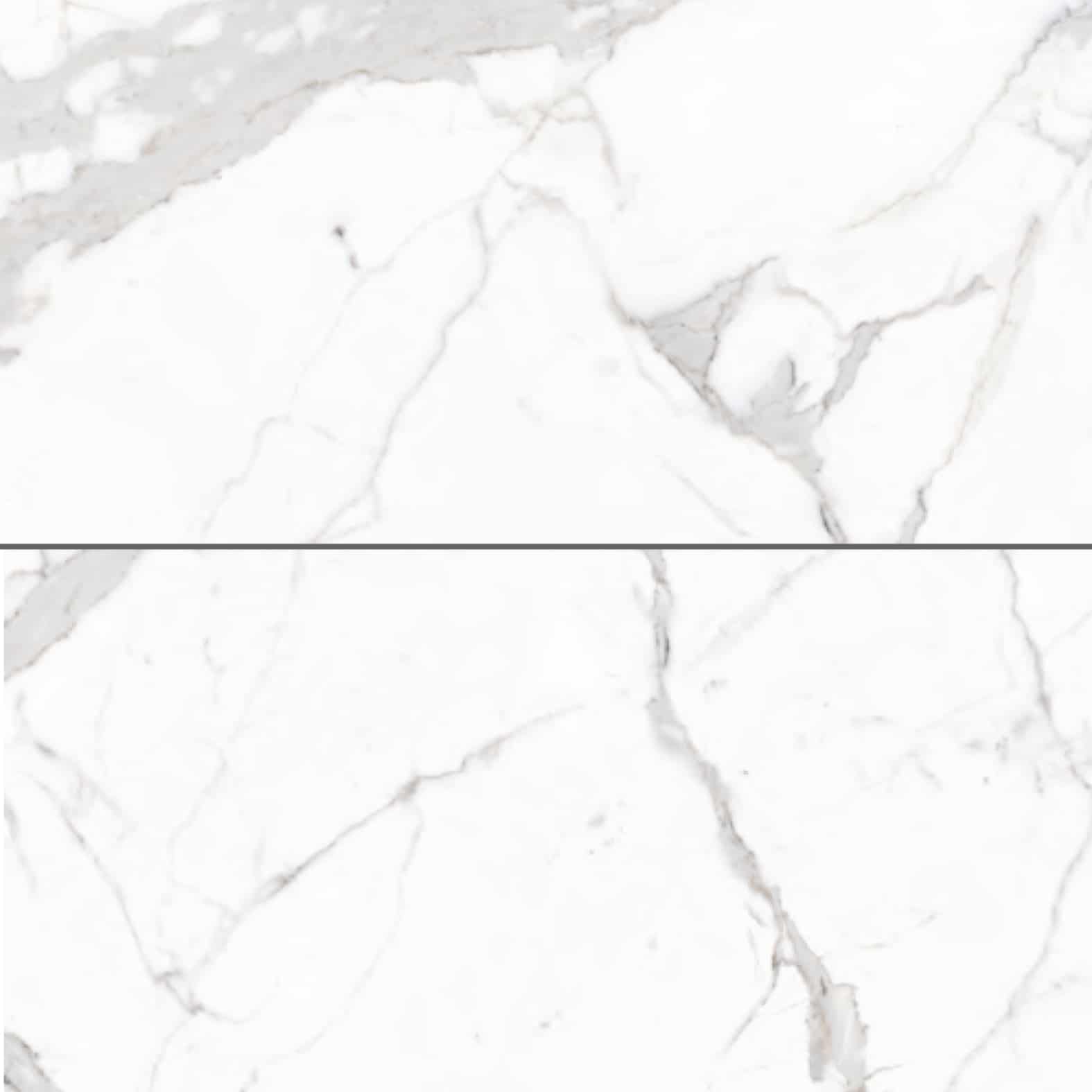 Carreaux de céramique Collection Marmi Classici 24 po x 48 po Bianco Calacatta poli, marbrure blanche aux veines grises