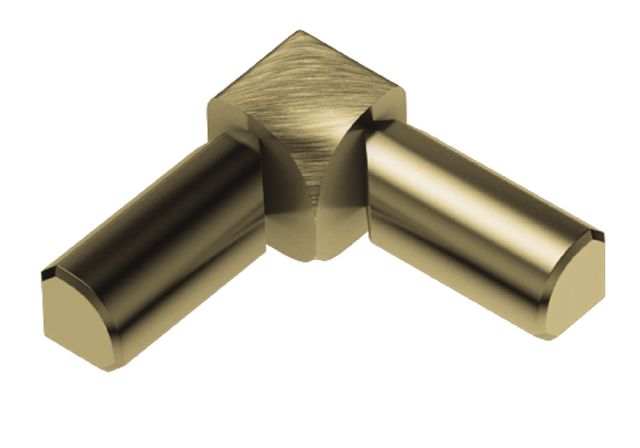 Schluter RONDEC Coin intérieur à 2 bouts 90° Aluminium anodisé Laiton Brossé 1/2"
