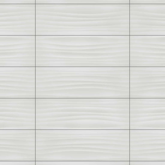 Carreaux de céramique Collection Vela 8 po x 24 po Wave Argento, motif ondulé gris argenté