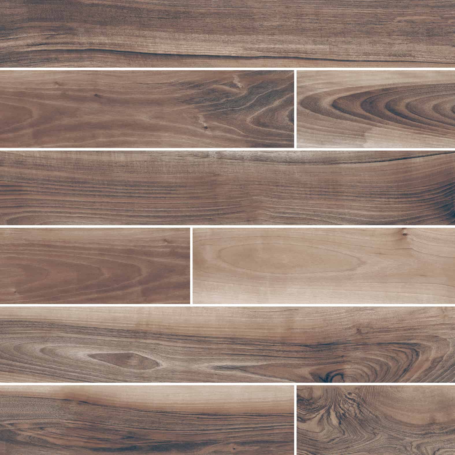 Carreaux de céramique | Collection Prive - 8 po x 48 po, imitation bois wengé foncé veiné