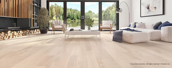 Plancher Preverco Bois d’ingénierie 4 3/8 po en Chêne blanc | Collection Flex16 - Nuance Barcelona, fini mat, 5/8 po d’épaisseur