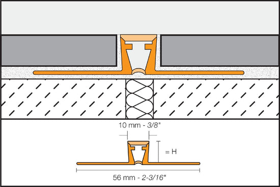 Schluter DILEX-BWB profilé pour joint de surface PVC noir, zone de mouvement 3/8 pouce, 1/4 pouce (6 mm) x 8 pi 2,5 po