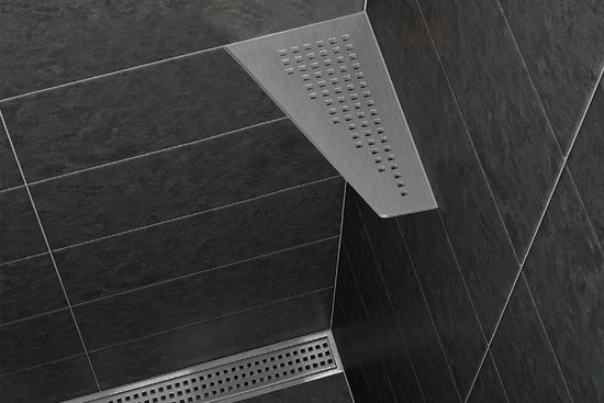 Schluter SHELF-E Étagère de coin quadrilatérale modèle Wave aluminium ivoire