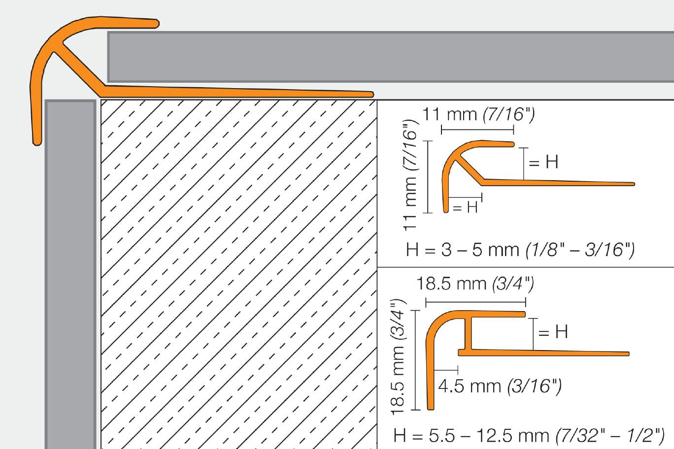Schluter VINPRO-RO Profilé rond aluminium anodisé nickel brossé 21/64" (8.5 mm) x 8' 2-1/2"