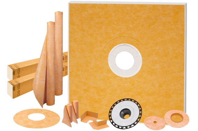 Schluter KERDI-SHOWER-KIT Ensemble de douche avec position de sortie centrée -FL sans gille avec 2" PVC bride 72" x 72"