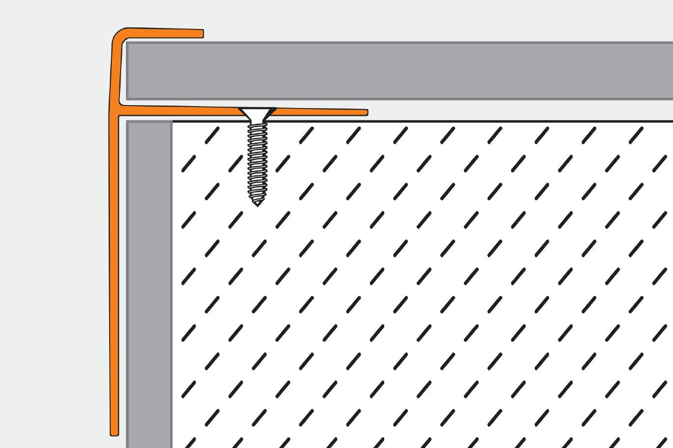 Schluter VINPRO-STEP-R Profilé de nez de marche pour revêtement de vinyle avec dévoilement allongé aluminium anodisé chrome brossé 21/64" (8.5 mm) x 8' 2-1/2"