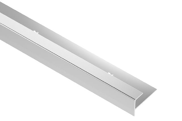 Schluter VINPRO-STEP Profilé de nez de marche pour revêtement de vinyle aluminium anodisé chrome brossé 19/64" (7.5 mm) x 8' 2-1/2"