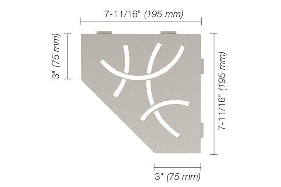 Schluter SHELF-E Étagère de coin pentagonale modèle Curve - aluminium grège