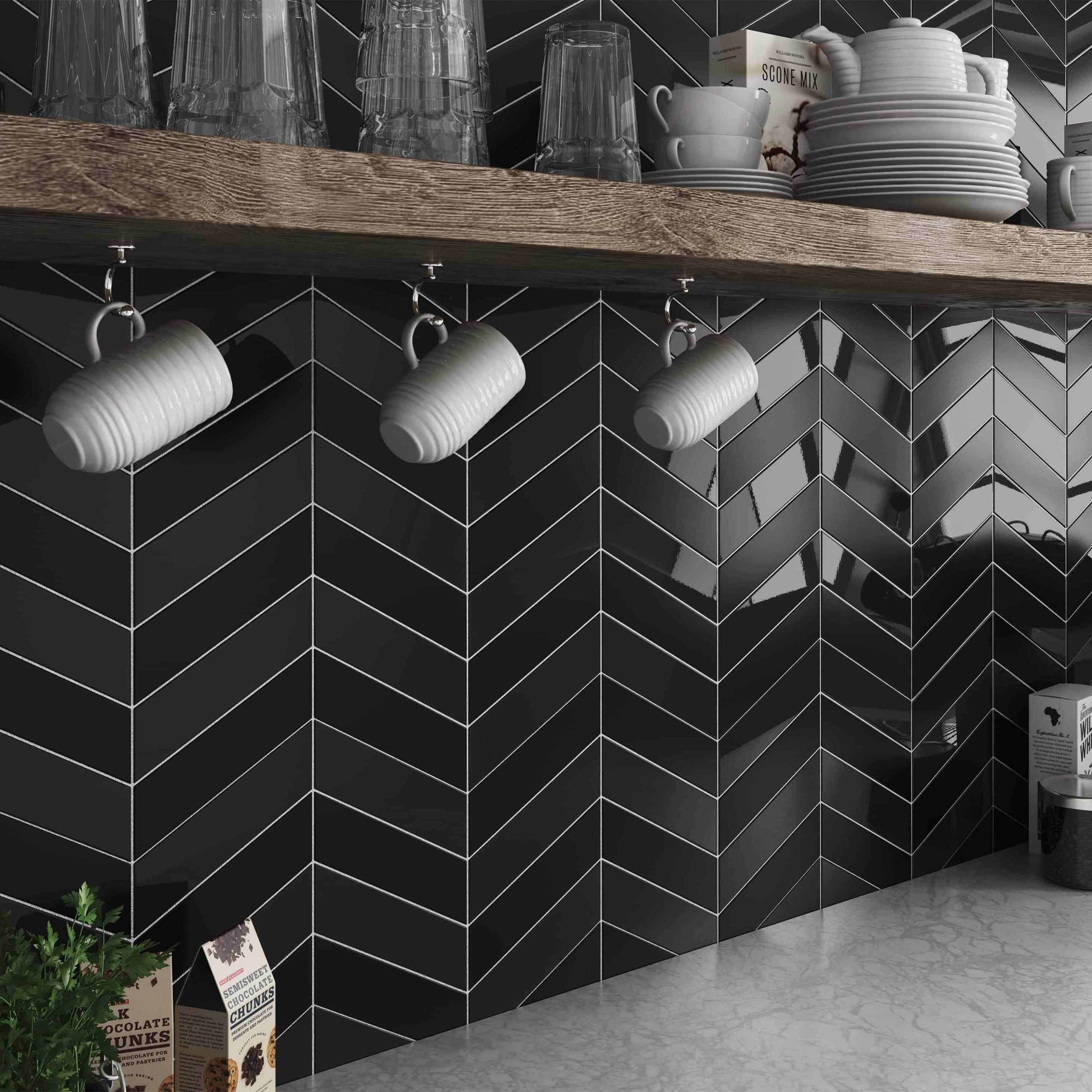 Carreaux de céramique | Collection Chevron - 2 po x 7 po Gauche