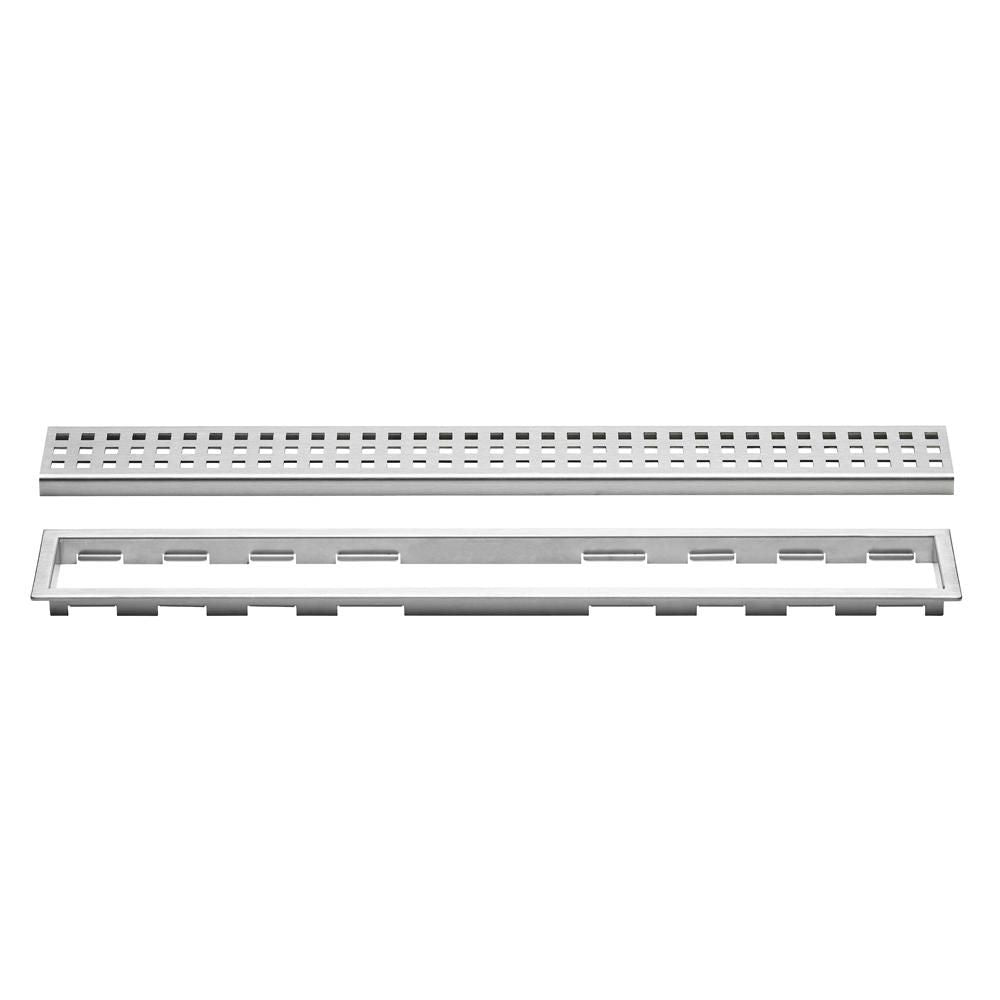 Schluter KERDI-LINE Drain linéaire encastré avec design de grille Square - acier inoxydable (V4) brossé 3/4" x 59-1/16"