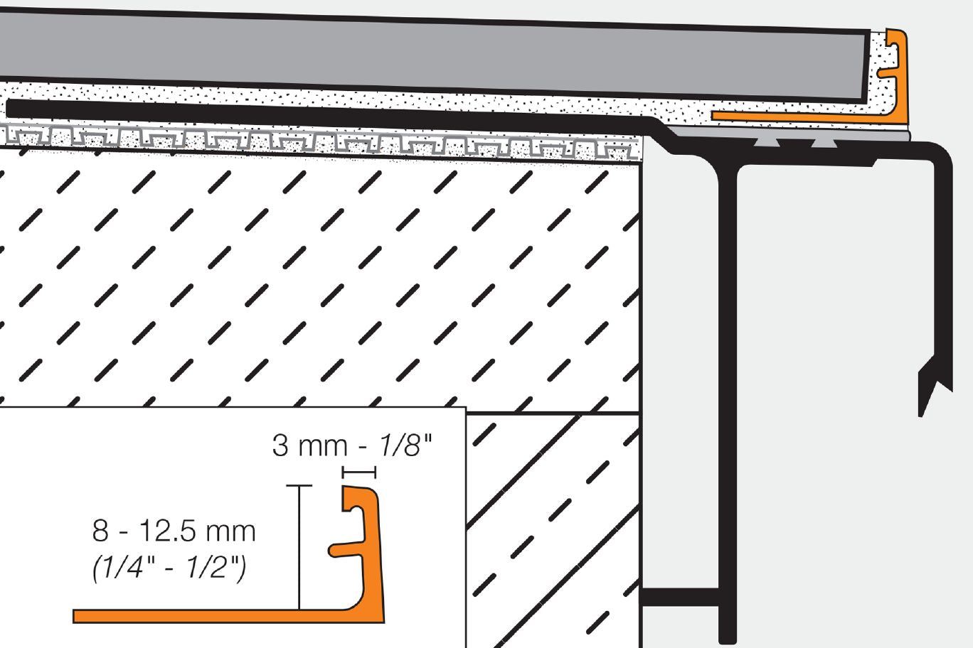 Schluter SCHIENE Profilé radius de bordure de mur/plancher - aluminium anodisé chrome brossé 1/2" (12.5 mm) x 8' 2-1/2"