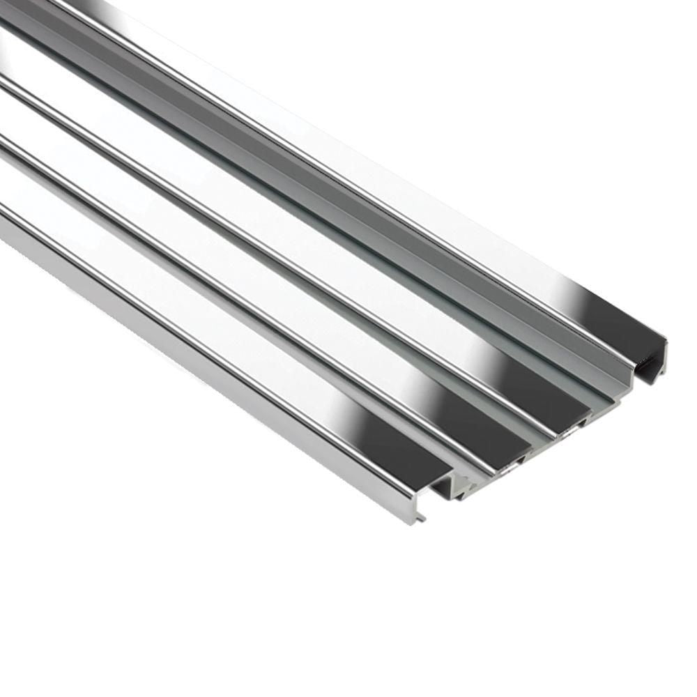 Schluter QUADEC-FS Profilé à double rainures - aluminium anodisé chrome poli 5/16" (8 mm) x 8' 2-1/2"