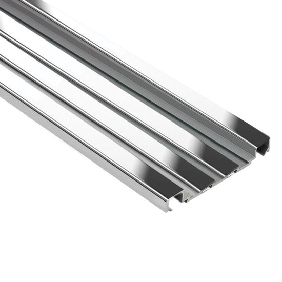 Schluter QUADEC-FS Profilé à double rainures - aluminium anodisé chrome poli 5/16" (8 mm) x 8' 2-1/2"