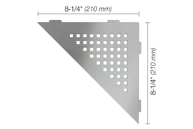 Schluter SHELF-E Étagère de coin triangulaire modèle Square - acier inoxydable (V2) brossé