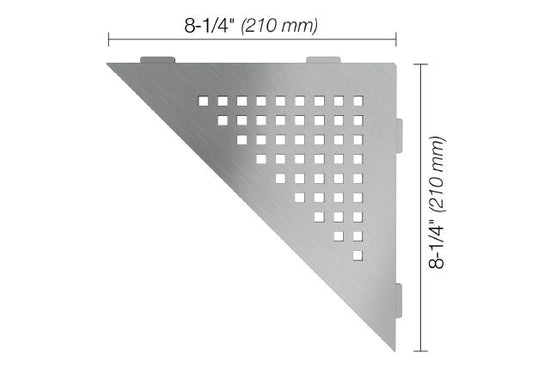 Schluter SHELF-E Étagère de coin triangulaire modèle Square - acier inoxydable (V2) brossé