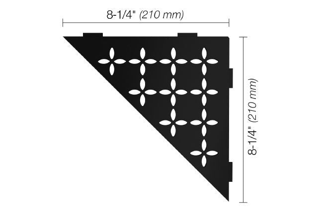 Schluter SHELF-E Étagère de coin triangulaire modèle Floral - aluminium noir mat