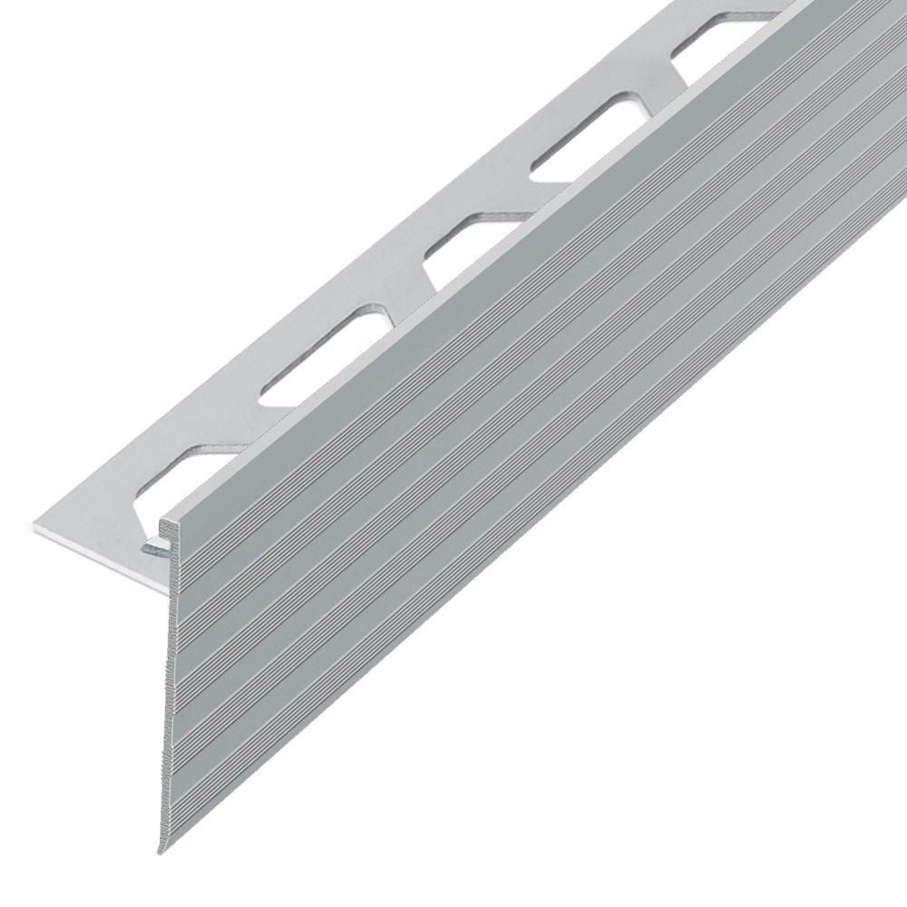 Schluter SCHIENE-STEP Profilé de bordure de marche - aluminium anodisé nickel mat 5/16" (8 mm) x 8' 2-1/2" avec ailette verticale de 1-3/16"