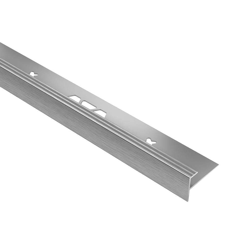 Schluter VINPRO-STEP Profilé de nez de marche pour revêtement de vinyle - aluminium anodisé chrome brossé 1/8" (3 mm) x 8' 2-1/2"