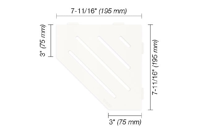 Schluter SHELF-E Étagère de coin pentagonale modèle Wave - aluminium blanc mat