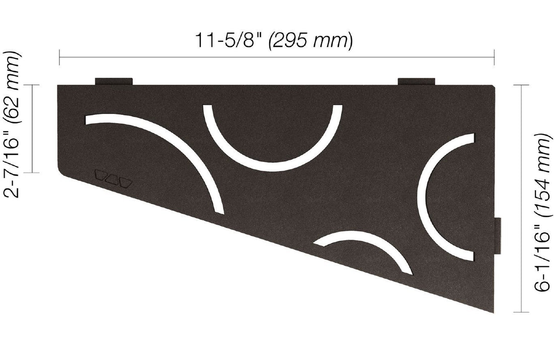 Schluter SHELF-E Étagère de coin quadrilatérale modèle Curve aluminium anthracite foncé