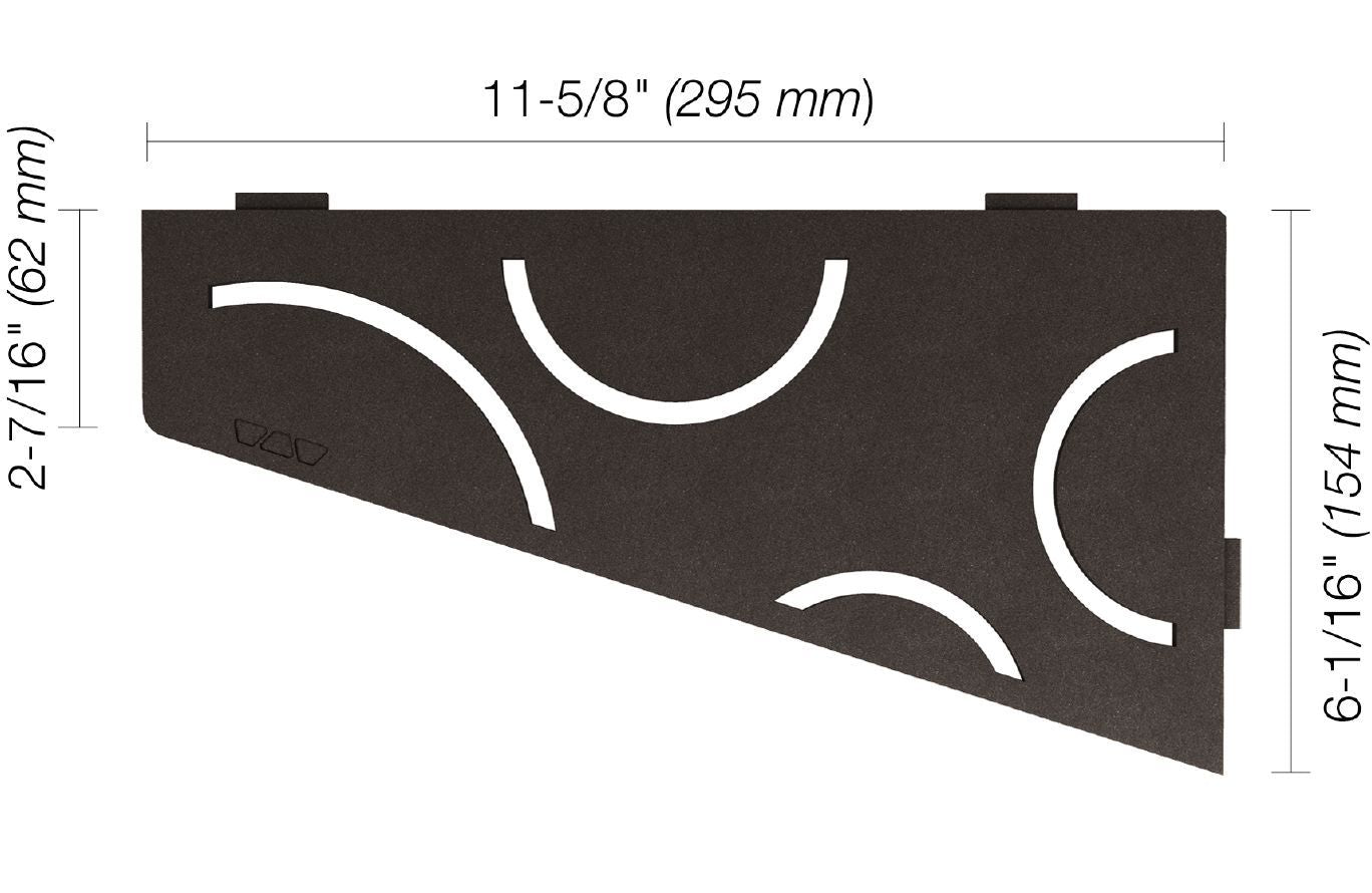 Schluter SHELF-E Étagère de coin quadrilatérale modèle Curve aluminium anthracite foncé