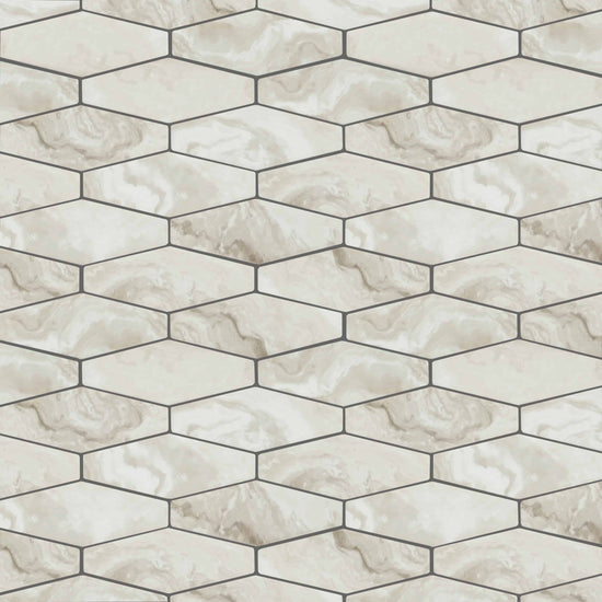 Carreaux de céramique | Collection Barolo - 2.5 po x 6 po Onice Bianco Mosaïque He x - 2,5 po x 6 po Mat
