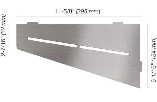 Schluter SHELF-E Étagère de coin quadrilaterale modèle Pure - acier inoxydable (V2) brossé