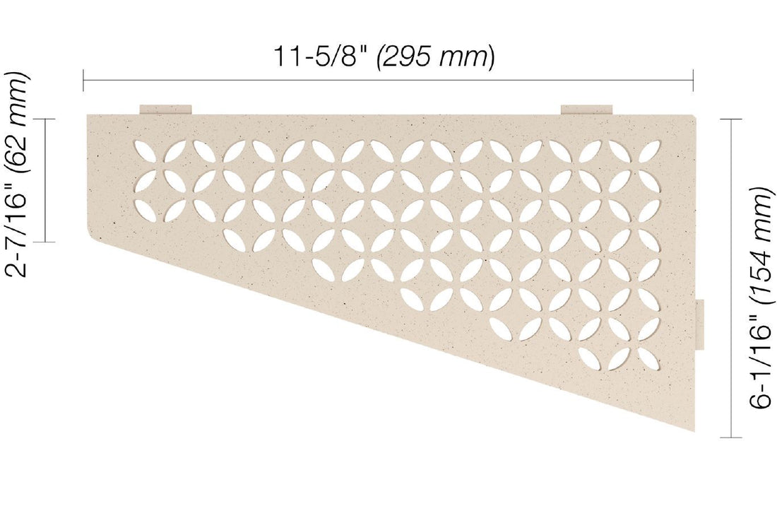 Schluter SHELF-E Étagère de coin quadrilatérale modèle Floral aluminium ivoire