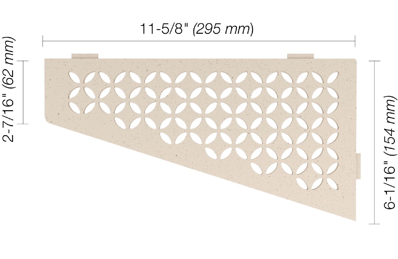 Schluter SHELF-E Étagère de coin quadrilatérale modèle Floral aluminium ivoire