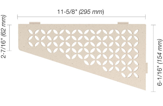 Schluter SHELF-E Étagère de coin quadrilatérale modèle Floral aluminium ivoire