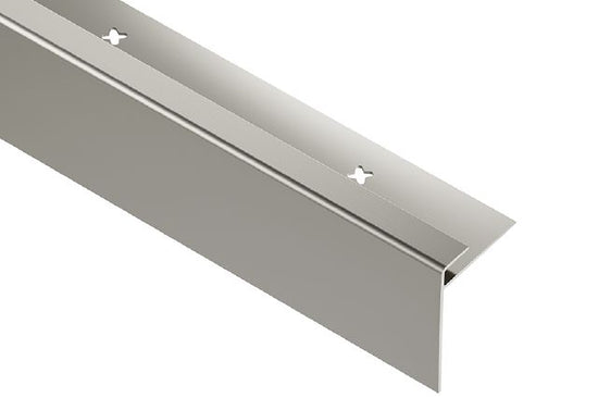 Schluter VINPRO-STEP-R Profilé de nez de marche pour revêtement de vinyle avec dévoilement allongé aluminium anodisé nickel brossé 7/16" (11 mm) x 8' 2-1/2"