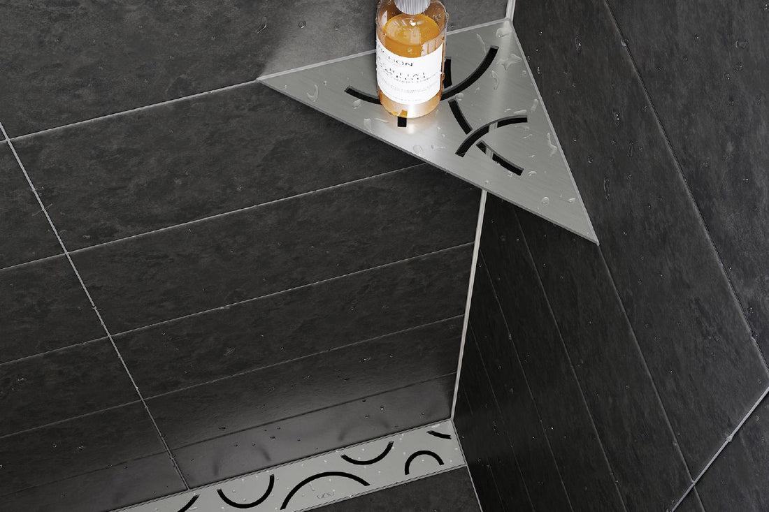 Schluter SHELF-E Étagère de coin triangulaire modèle Square aluminium ivoire