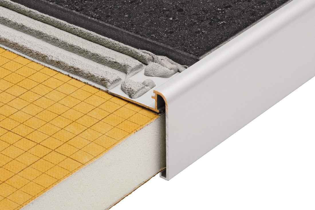 Schluter RONDEC-STEP Coin intérieur 135° avec ailette verticale de 2-1/4" - aluminium anodisé cuivre mat 5/16" (8 mm)