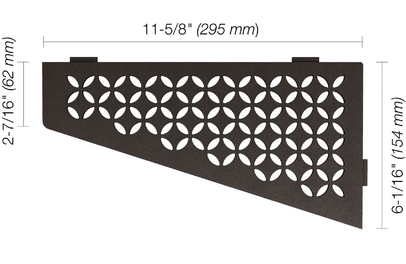 Schluter SHELF-E Étagère de coin quadrilatérale modèle Floral aluminium anthracite foncé