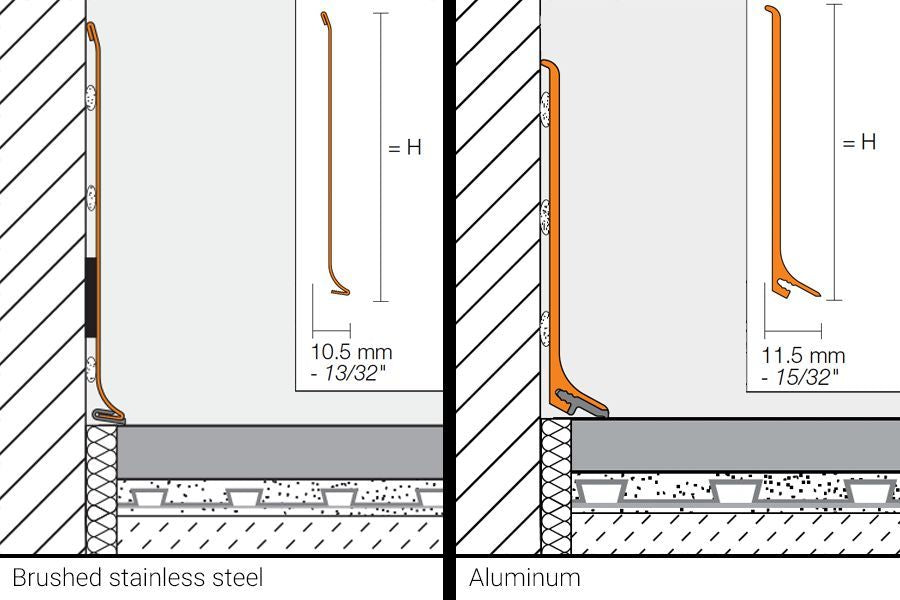 Schluter DESIGNBASE-SL Coin extérieur 90° Acier inoxydable (V2) brossé 6-3/8" (160 mm)