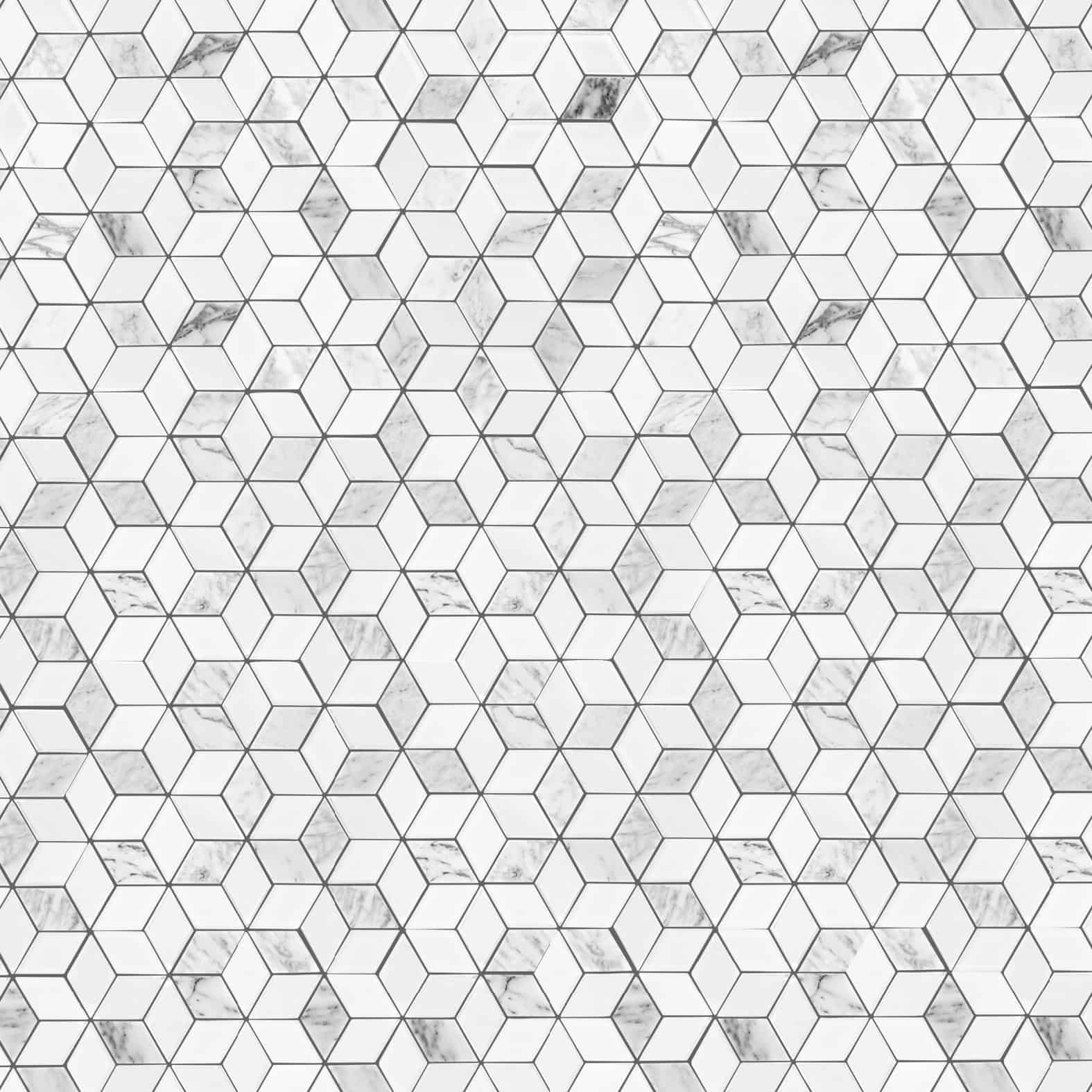 Carreaux de céramique Collection Terzo mosaïque 2 po x 3 po style Carrara, marbre blanc veiné gris