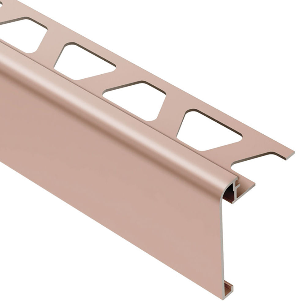 Schluter RONDEC-STEP Profilé de finition et protection des rebords avec ailette verticale de 2-1/4" - aluminium anodisé cuivre mat 3/8" (10 mm) x 8' 2-1/2"