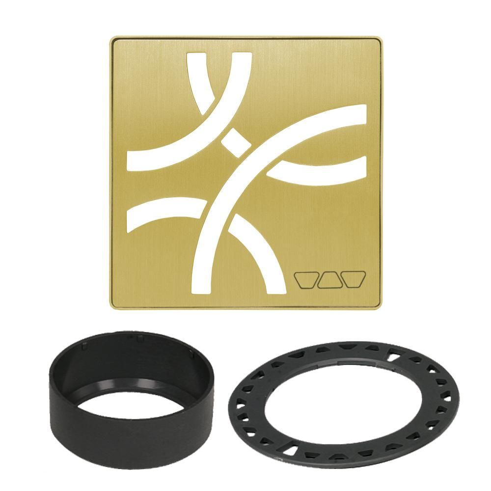 Schluter KERDI-DRAIN Ensemble de grille carrée Curve - acier inoxydable (V2) or classique brossé 4"