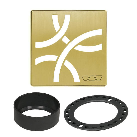 Schluter KERDI-DRAIN Ensemble de grille carrée Curve - acier inoxydable (V2) or classique brossé 4"
