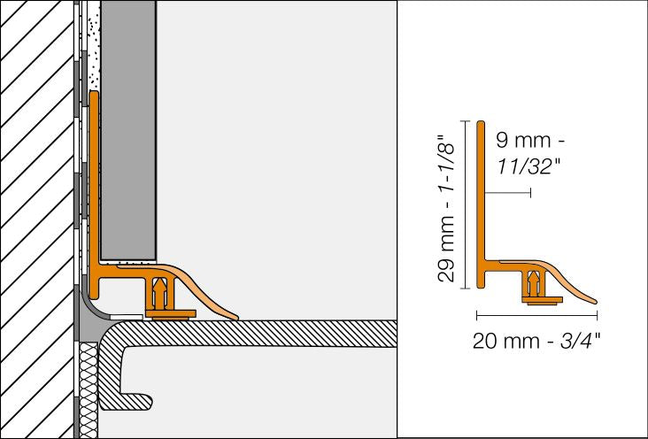 Schluter DILEX-AS profilé joint périmétral PVC blanc éclatant 8' (2-1/2) avec ailette d'ancrage et ruban adhésif