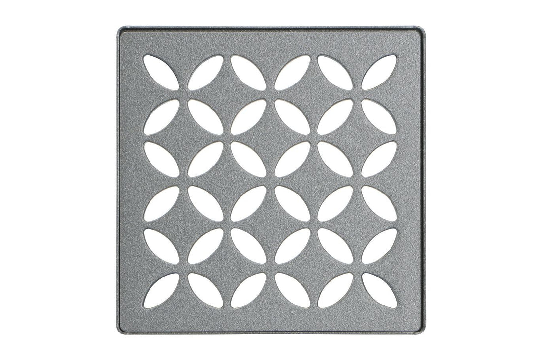 Schluter KERDI-DRAIN Ensemble de grille carrée Floral acier inoxydable (V2) étain 4"