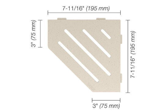 Schluter SHELF-E Étagère de coin pentagonale modèle Wave aluminium ivoire