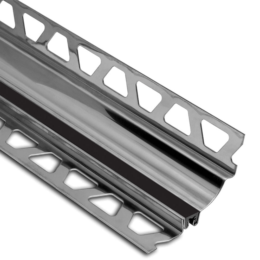 Schluter DILEX-HKS Profilé à gorge avec un radius de 23/32" - acier inoxydable (V2) noir 1/2" x 7/16" x 8' 2-1/2"